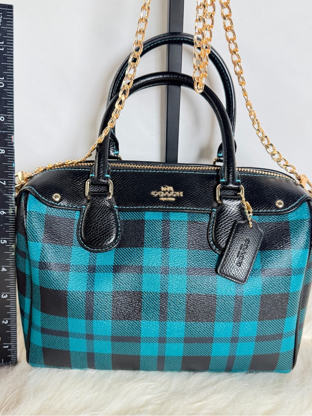 Coach Mini Bennett Satchel Buffalo Plaid Check F55446